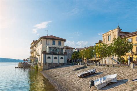 Arona, Italy is a town on the southern shores of Lake Maggiore